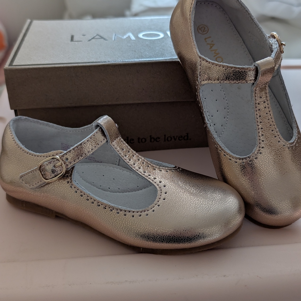 LAMO Kids Gold Mary Jane Shoes